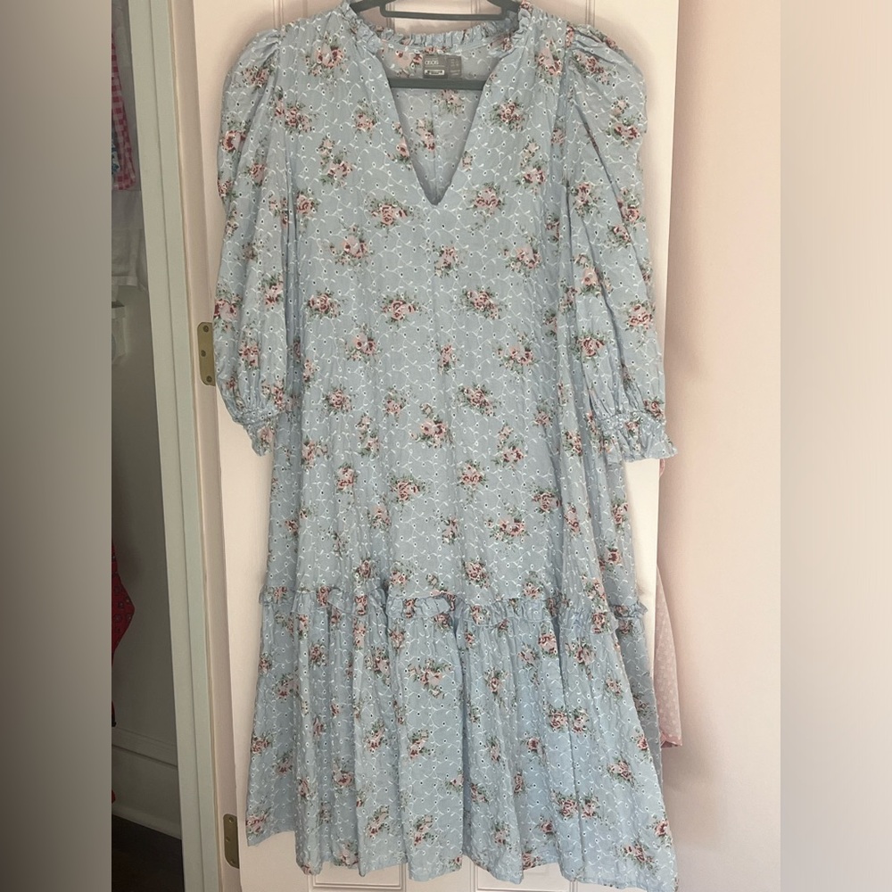 Eyelet floral midi dress